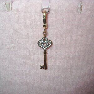 Juicy Couture Pave Heart Key Charm For Bracelet Crown McBling Crystals Skeleton